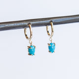 Dangling Pear Turquoise Small Hinge Huggie Hoops
