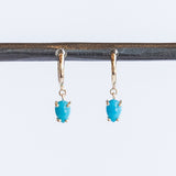 Dangling Pear Turquoise Small Hinge Huggie Hoops
