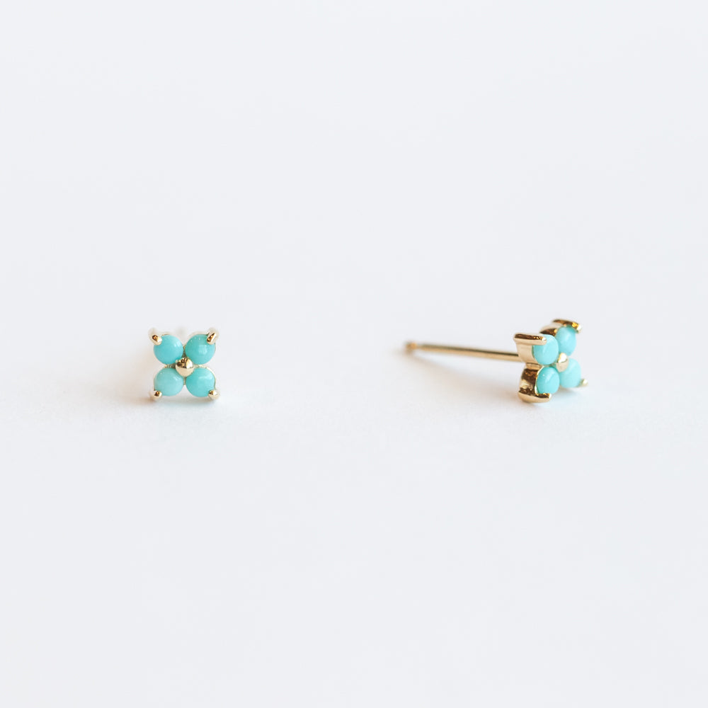 Quad Prong-Set Turquoise Stud Earrings