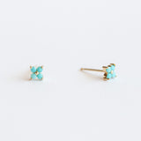 Quad Prong-Set Turquoise Stud Earrings