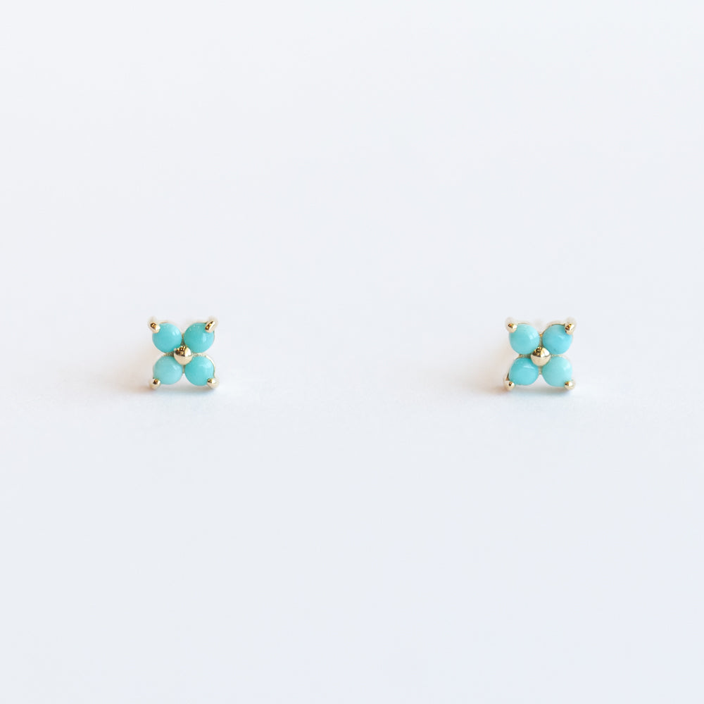 Quad Prong-Set Turquoise Stud Earrings
