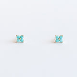 Quad Prong-Set Turquoise Stud Earrings