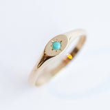 Small Star Set Turquoise Oval Signet Ring