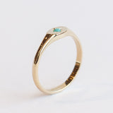 Small Star Set Turquoise Oval Signet Ring