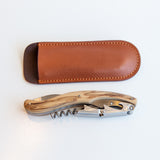 Olive Wood Corkscrew in Leather Pouch
