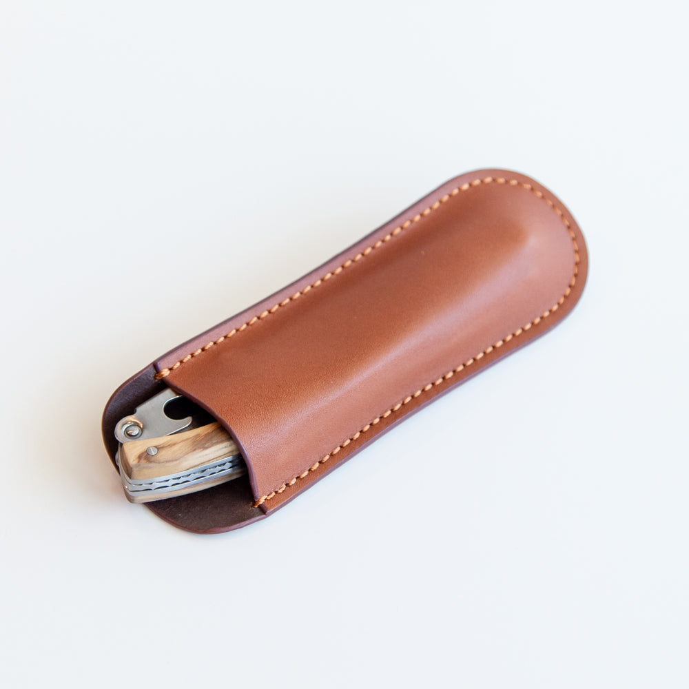 Olive Wood Corkscrew in Leather Pouch
