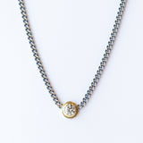 Round Champagne Diamond Curbed Link Necklace