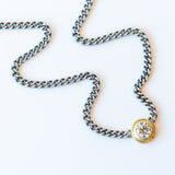 Round Champagne Diamond Curbed Link Necklace