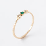 Emerald and Diamond Three-Stone Stacking Ring