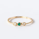 Emerald and Diamond Three-Stone Stacking Ring