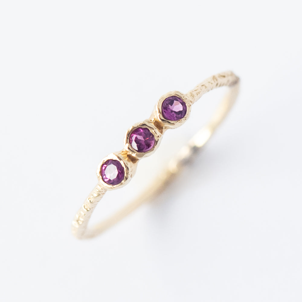 Rhodolite Garnet Three-Stone Stacking Ring