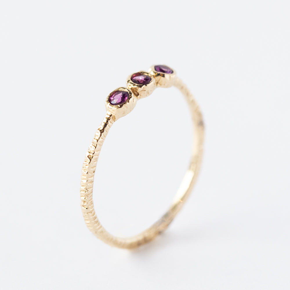 Rhodolite Garnet Three-Stone Stacking Ring