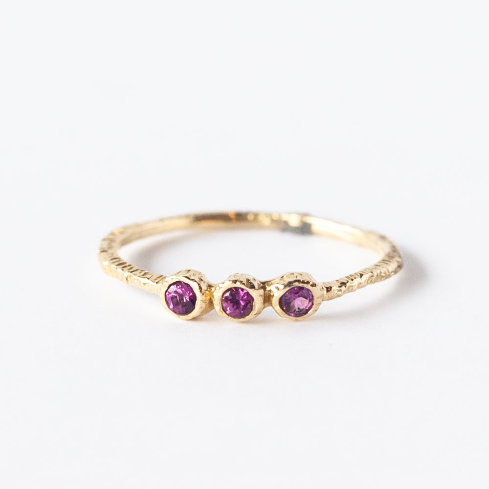 Rhodolite Garnet Three-Stone Stacking Ring