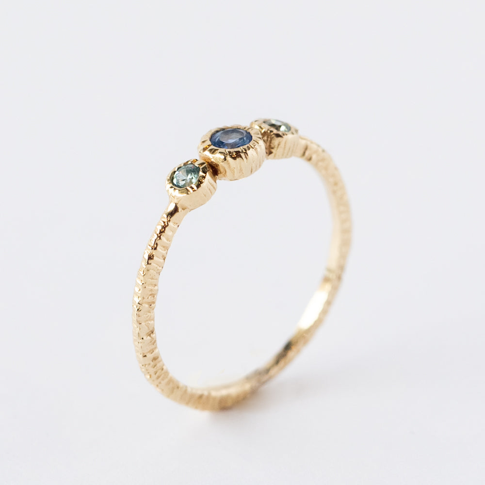 Three-Stone Sapphire and Aquamarine Ring