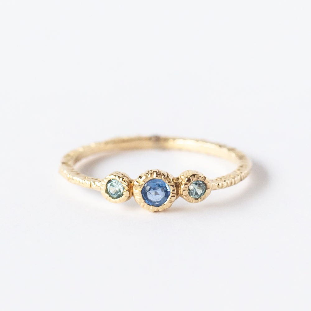 Three-Stone Sapphire and Aquamarine Ring