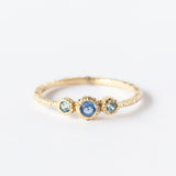 Three-Stone Sapphire and Aquamarine Ring