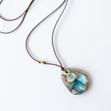 Asymmetrical Labradorite Necklace with Bezel Moonstone Dangle