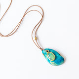 Asymmetrical Peruvian Opal Necklace with Asymmetrical Opal Dangle