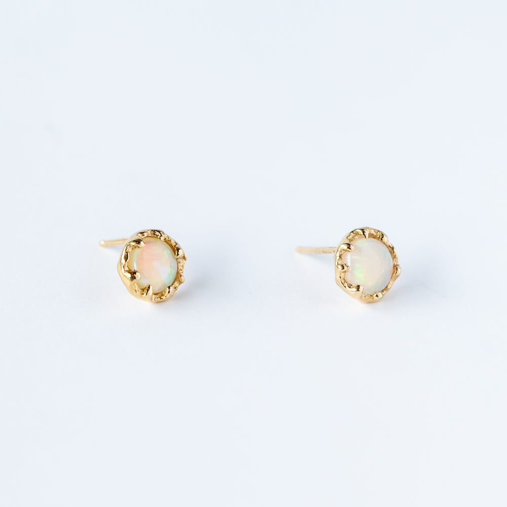 Fire Coral Opal Stud Earrings