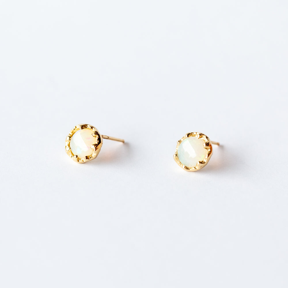 Fire Coral Opal Stud Earrings