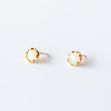 Fire Coral Opal Stud Earrings