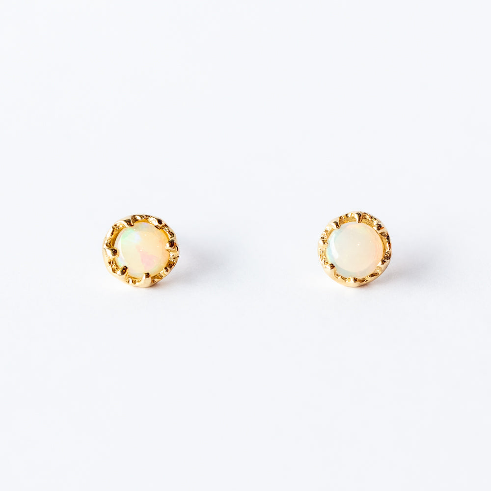 Fire Coral Opal Stud Earrings