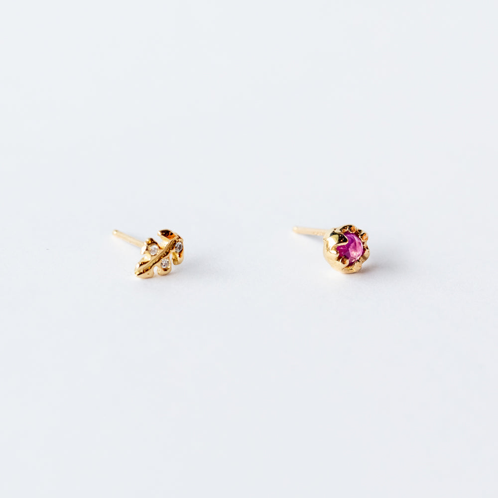 Floret Pink Sapphire Mismatched Earrings