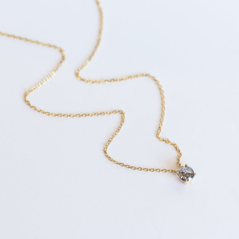 Salt & Pepper Diamond Solitaire Necklace