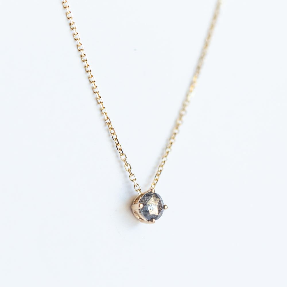 Salt & Pepper Diamond Solitaire Necklace