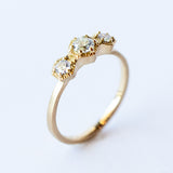 Classic White Diamond Three-Stone Hexagon Ring