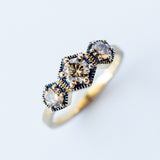 Queen Brown Diamond Three-Stone Hexagon Ring