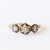 Queen Brown Diamond Three-Stone Hexagon Ring