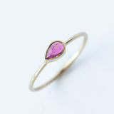 Horizontal Cabochon Teardrop Pink Tourmaline Ring