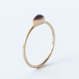 Horizontal Cabochon Teardrop Pink Tourmaline Ring