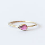Horizontal Cabochon Teardrop Pink Tourmaline Ring