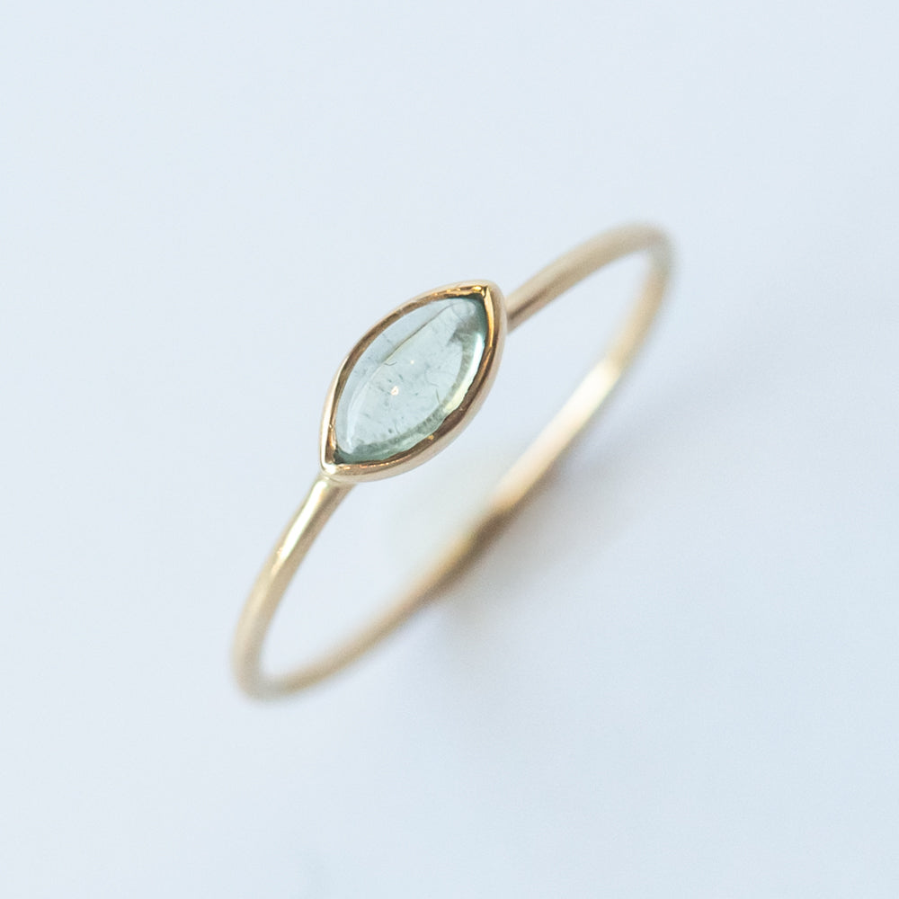 Light Green Tourmaline Marquise Cabochon Ring