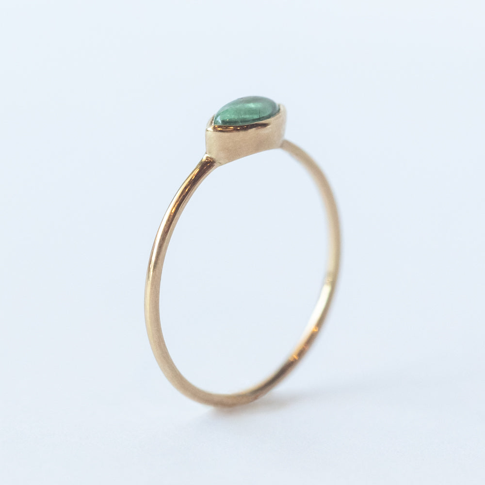 Light Green Tourmaline Marquise Cabochon Ring