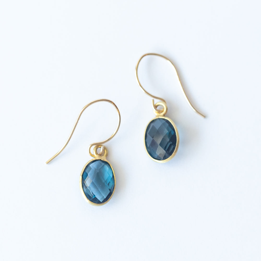 Oval London Blue Topaz Drop Earrings