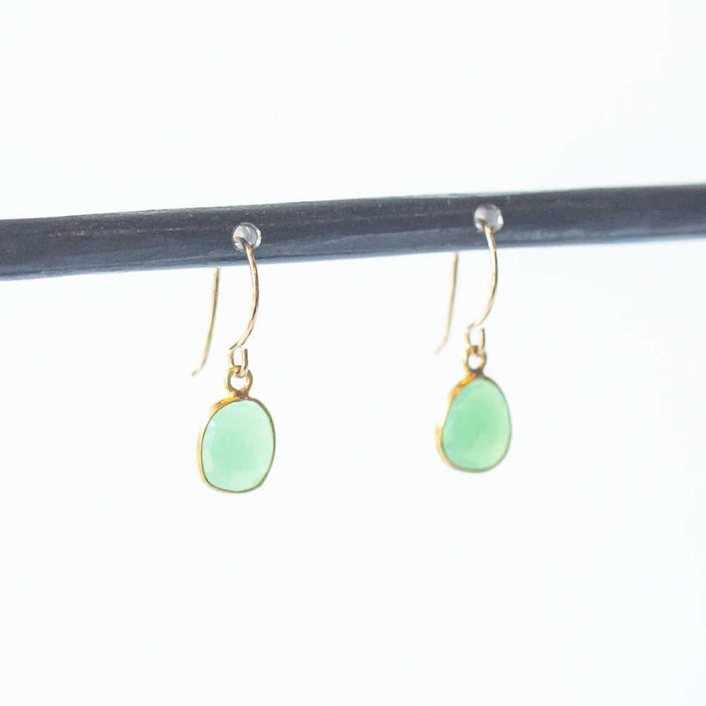 Small Asymmetrical Chrysoprase Drop Earrings