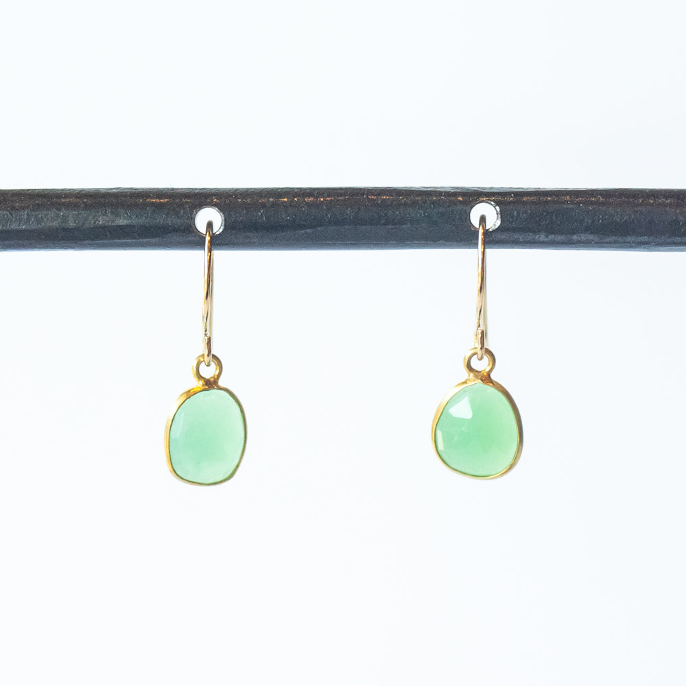 Small Asymmetrical Chrysoprase Drop Earrings
