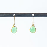 Small Asymmetrical Chrysoprase Drop Earrings