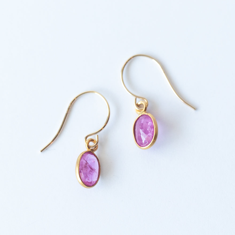 Small Oval Ruby Drop Earrings