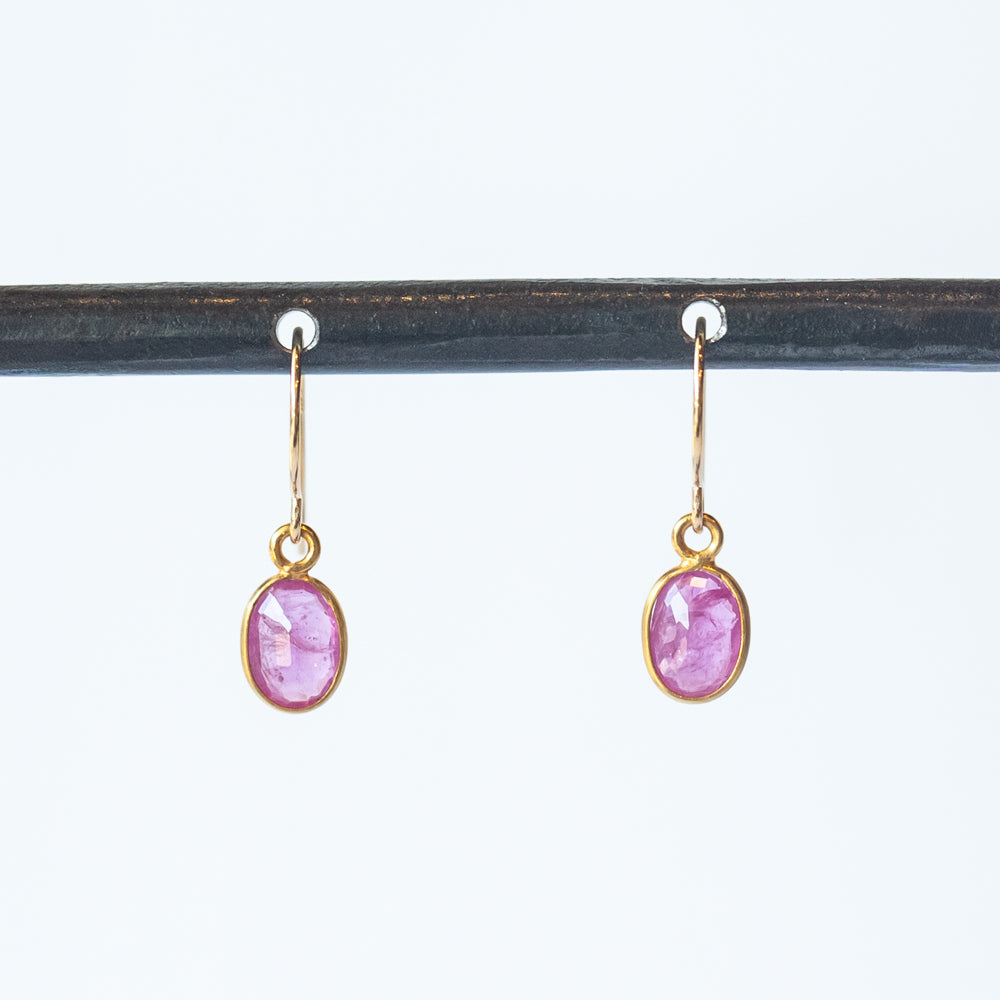 Small Oval Ruby Drop Earrings