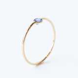 Tiny Horizontal Oval Blue Sapphire Ring
