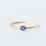 Tiny Horizontal Oval Blue Sapphire Ring