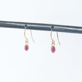 Tiny Oval Ruby Drop Earrings