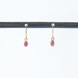 Tiny Oval Ruby Drop Earrings