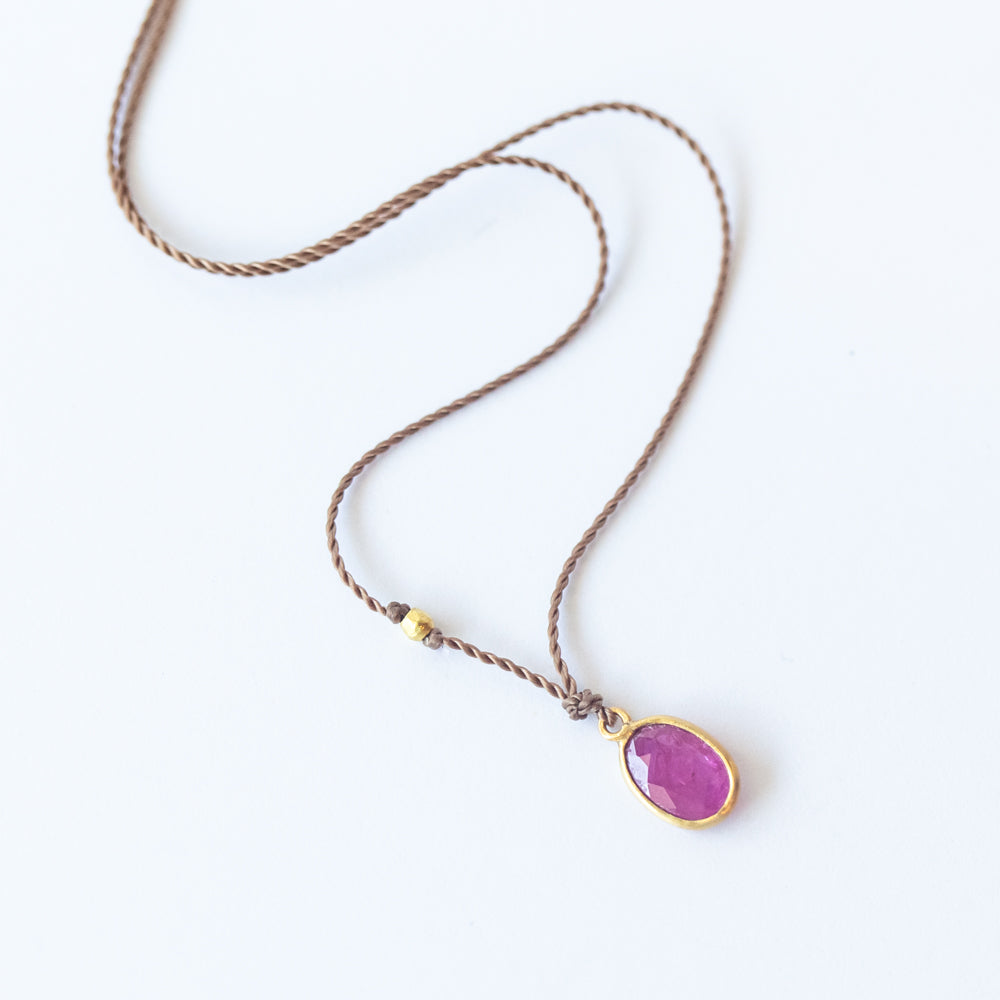 Tiny Oval Ruby Necklace