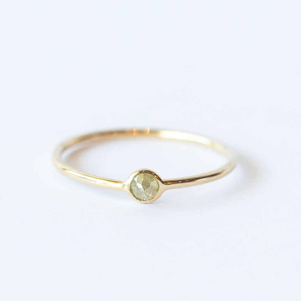 Tiny Round Rustic Diamond Ring