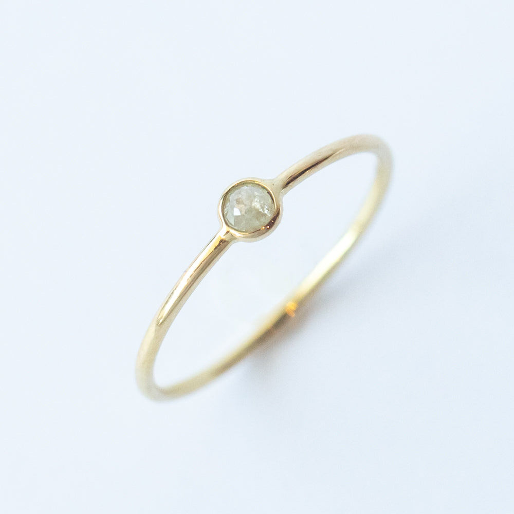 Tiny Round Rustic Diamond Ring